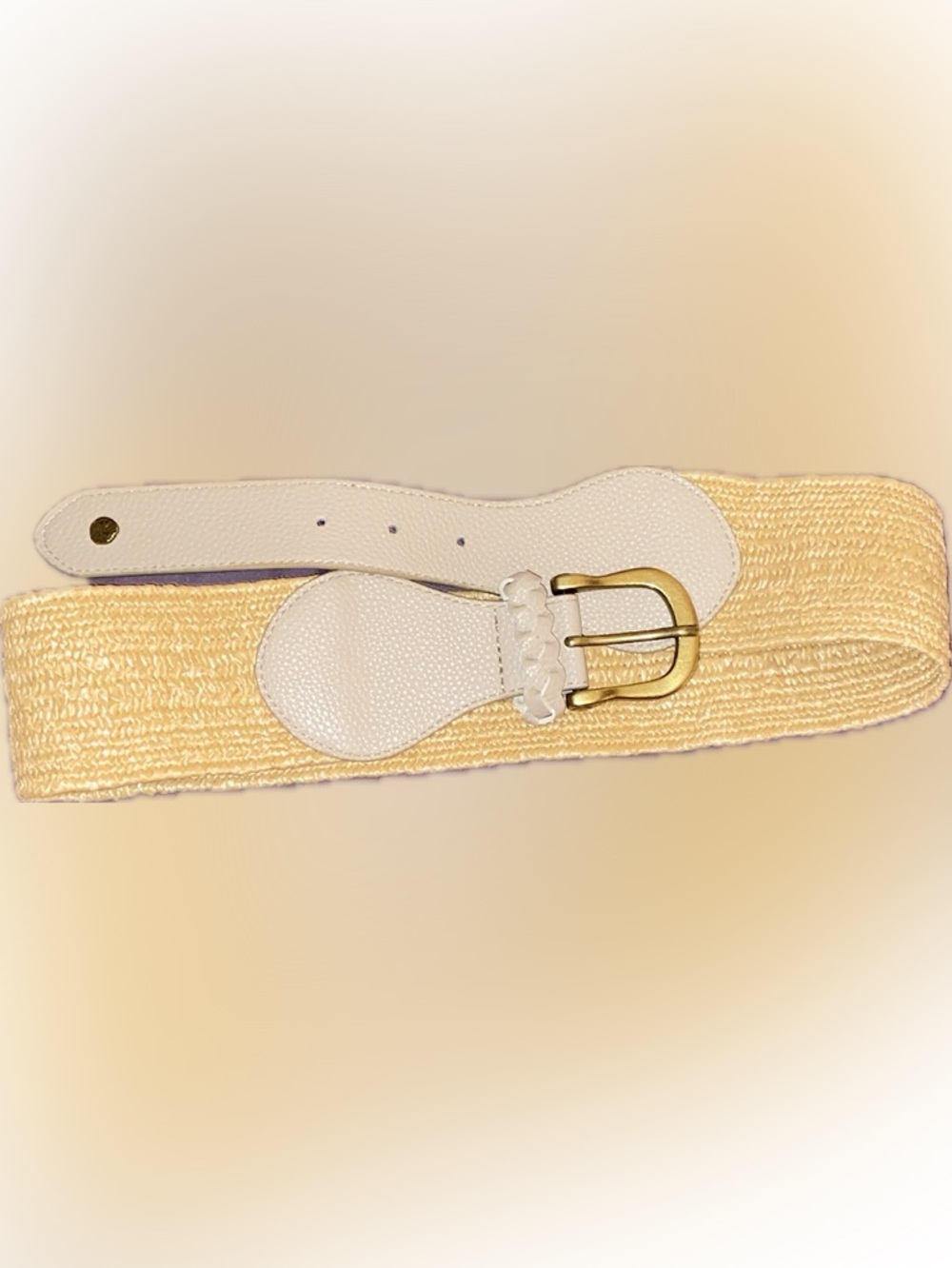 Elegant Tan & Cream Woven Belt